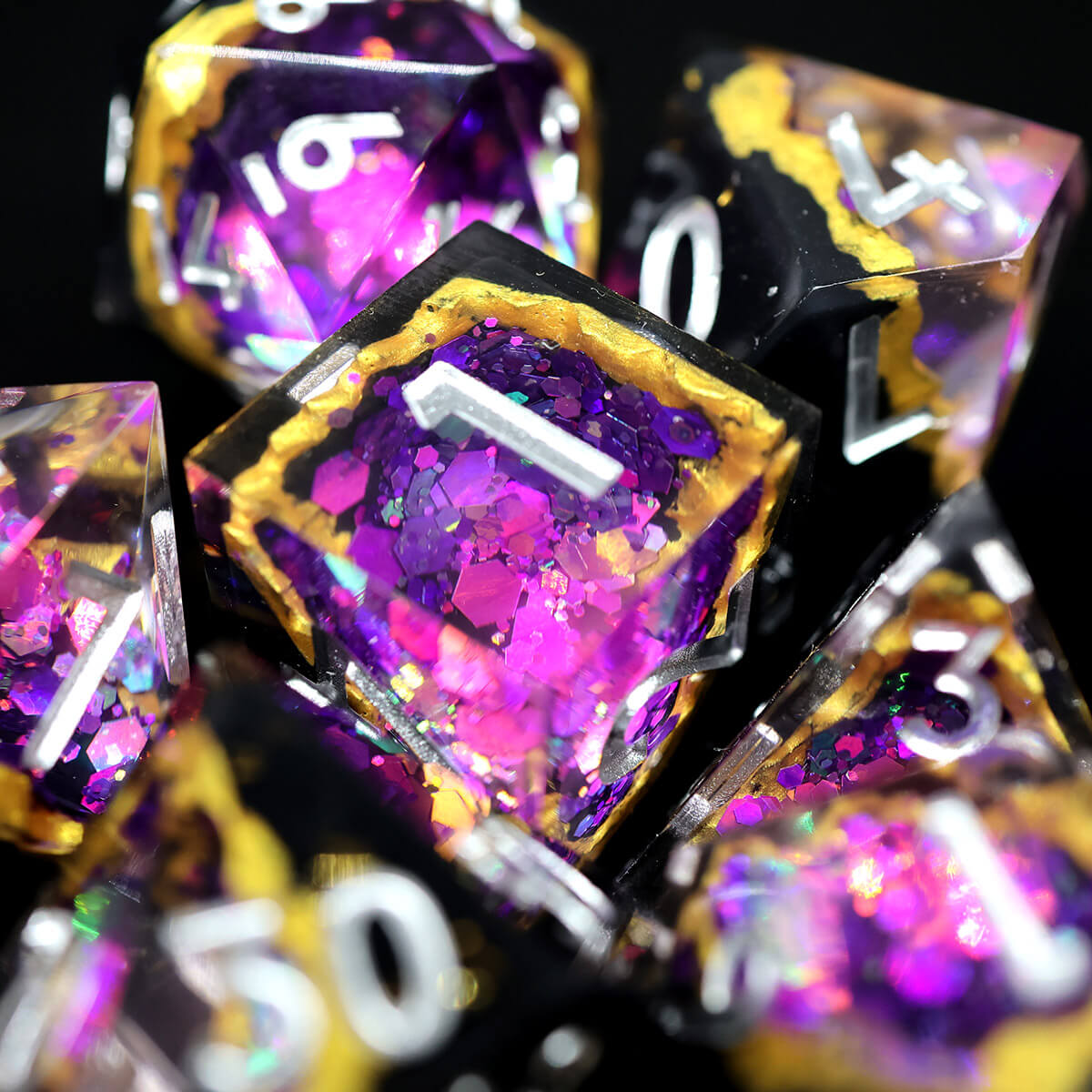 Sharp Edge 7-Piece Purple Geode DND Dice Set - Dice of Dragons