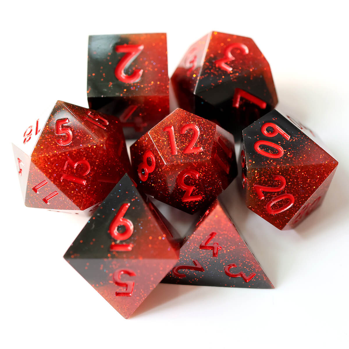 Sharp Edge 7-Piece Scarlet Magic DND Dice Set - Dice of Dragons