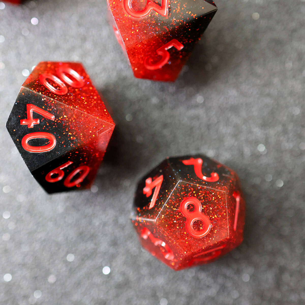 Sharp Edge 7-Piece Scarlet Magic DND Dice Set - Dice of Dragons