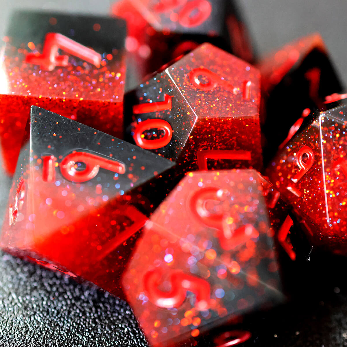 Sharp Edge 7-Piece Scarlet Magic DND Dice Set - Dice of Dragons