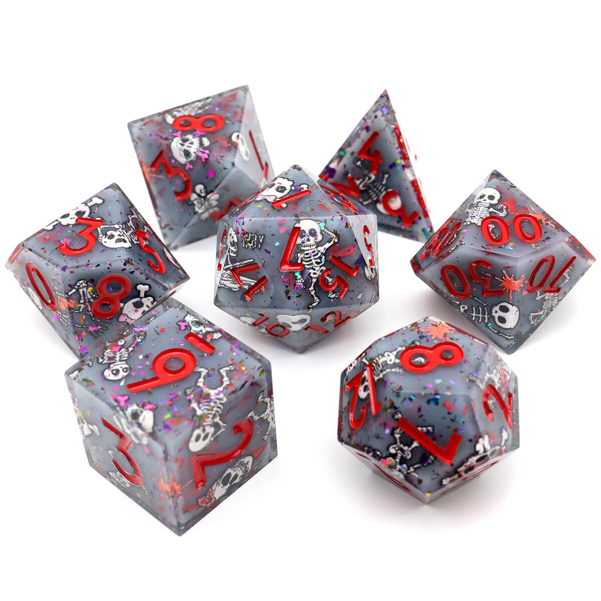 Sharp Edge 7-Piece Skull DND Dice Set - Dice of Dragons