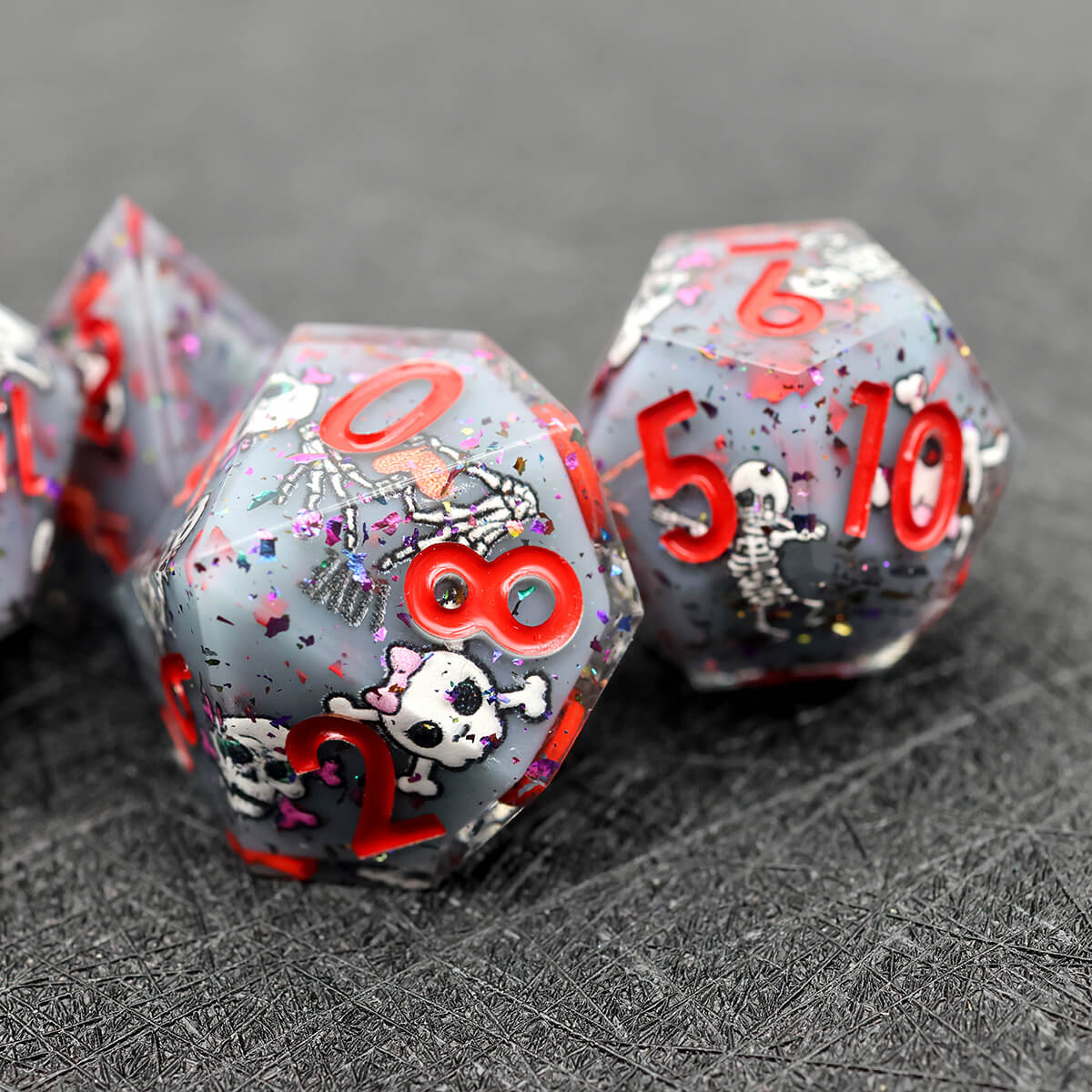 Sharp Edge 7-Piece Skull DND Dice Set - Dice of Dragons