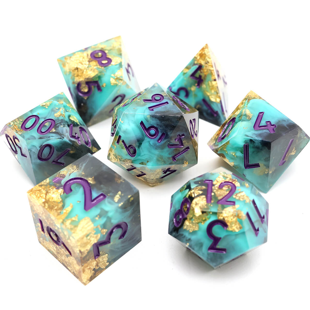 Sharp Edge 7-Piece Wind Shadow DND Dice Set - Dice of Dragons