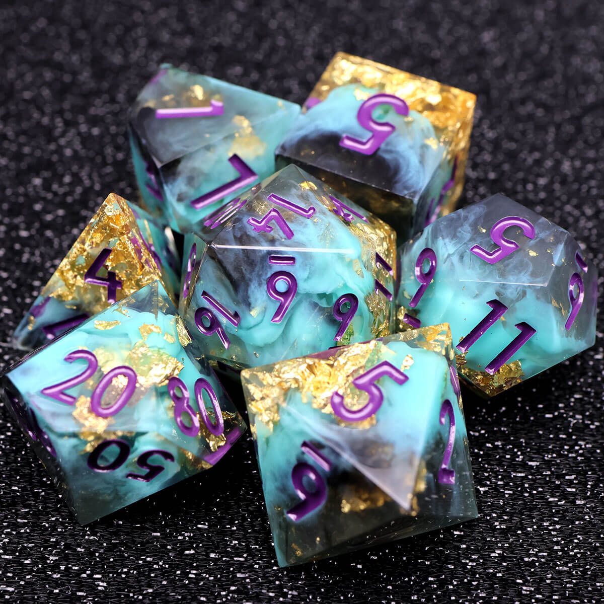 Sharp Edge 7-Piece Wind Shadow DND Dice Set - Dice of Dragons