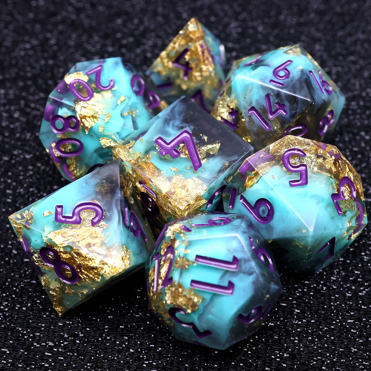 Sharp Edge 7-Piece Wind Shadow DND Dice Set - Dice of Dragons