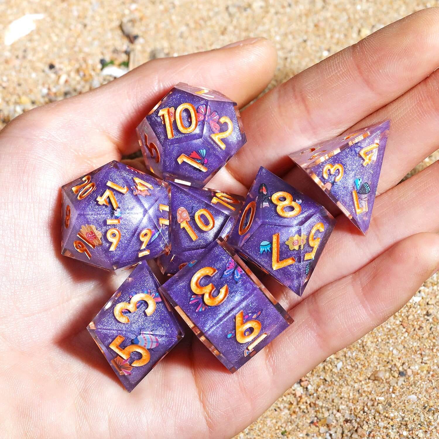 Sharp Edge Butterfly Polyhedral Resin 7-Piece D&D Dice Set - Dice of Dragons