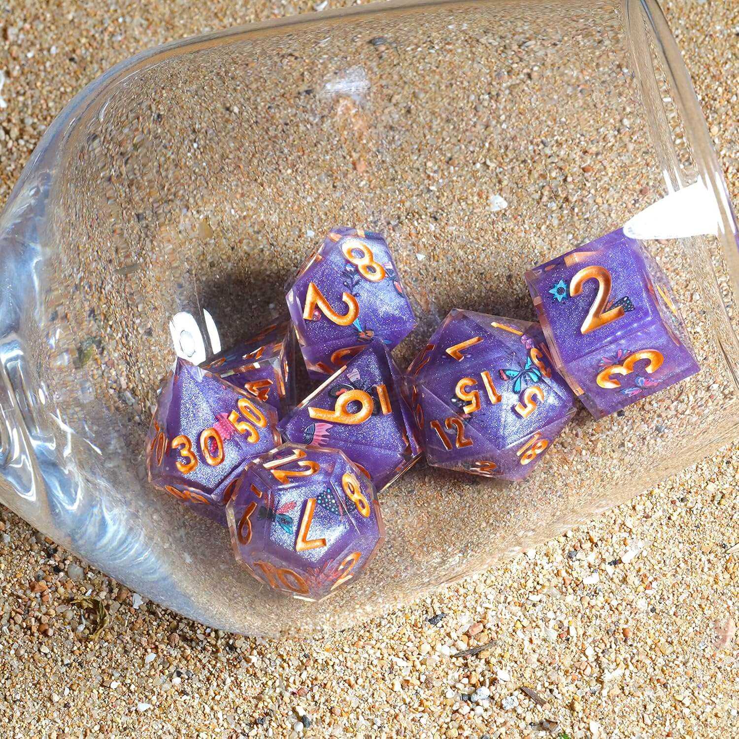 Sharp Edge Butterfly Polyhedral Resin 7-Piece D&D Dice Set - Dice of Dragons