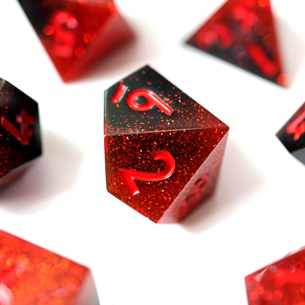 Sharp Edge 7-Piece Scarlet Magic DND Dice Set - Dice of Dragons