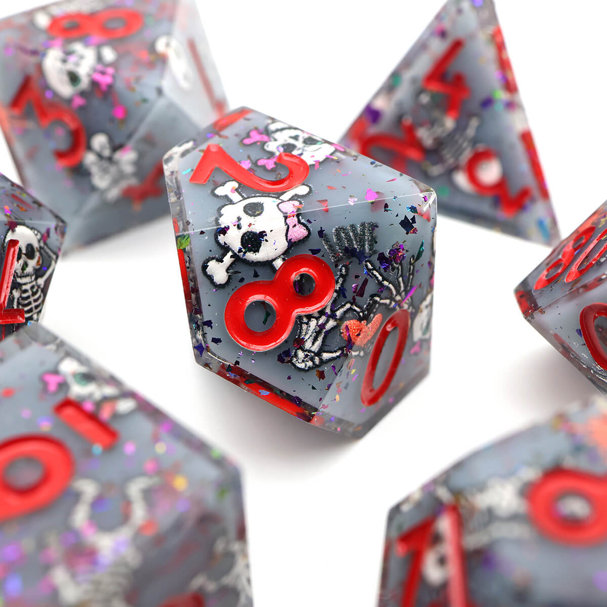 Sharp Edge 7-Piece Skull DND Dice Set - Dice of Dragons