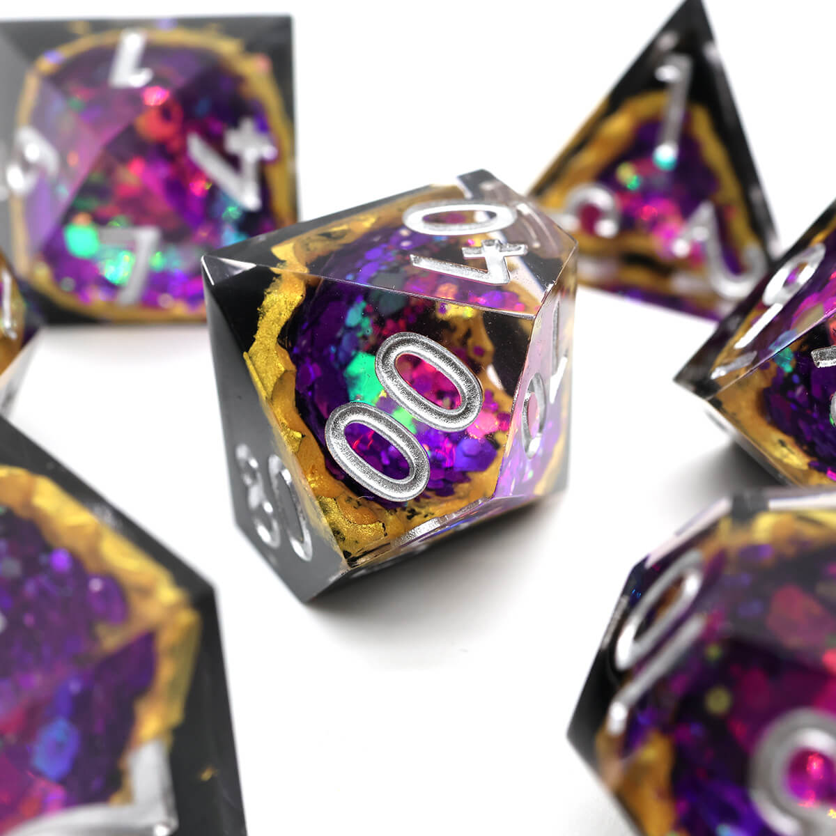 Sharp Edge 7-Piece Purple Geode DND Dice Set - Dice of Dragons