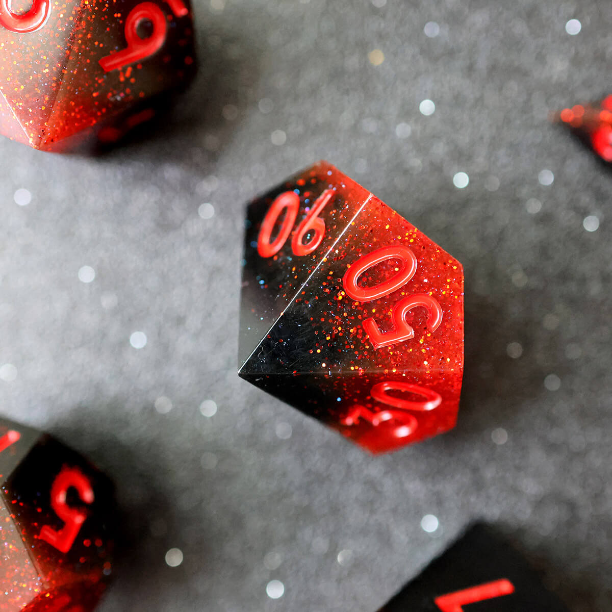 Sharp Edge 7-Piece Scarlet Magic DND Dice Set - Dice of Dragons