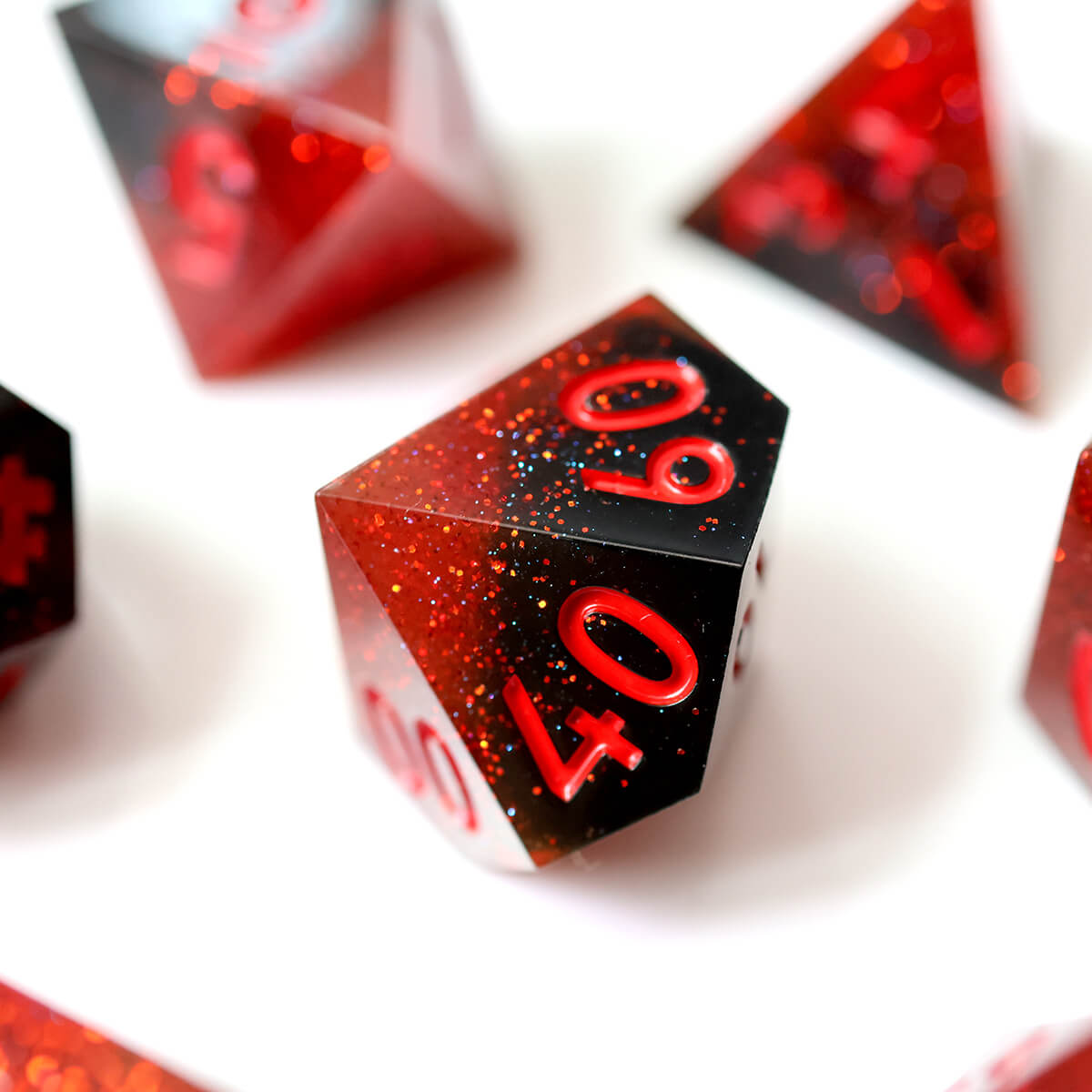 Sharp Edge 7-Piece Scarlet Magic DND Dice Set - Dice of Dragons