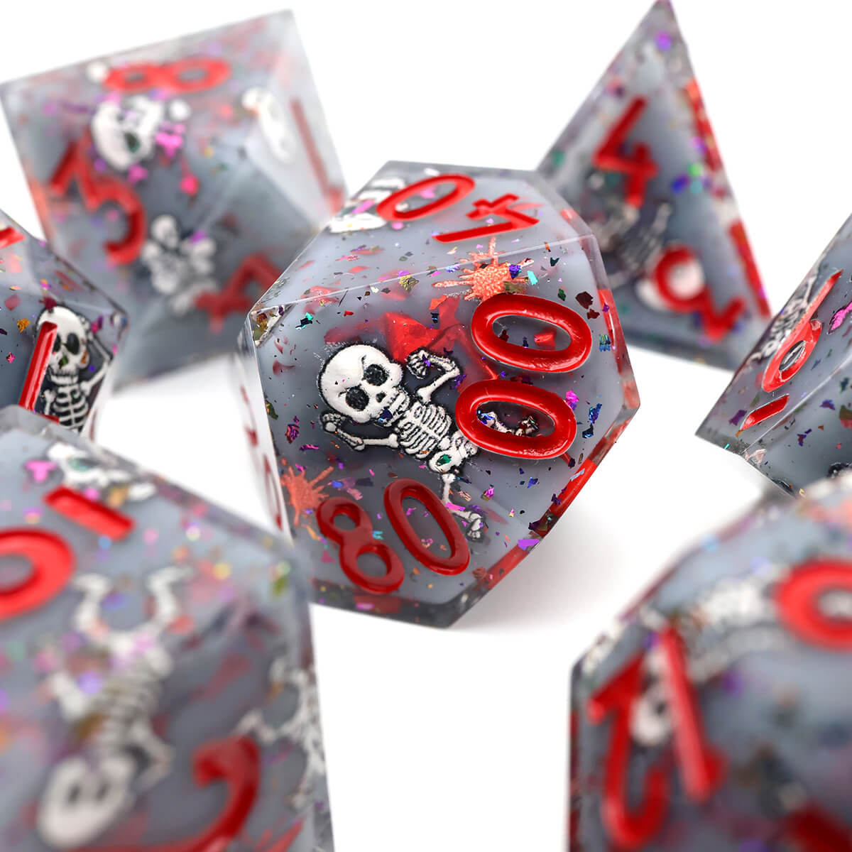 Sharp Edge 7-Piece Skull DND Dice Set - Dice of Dragons