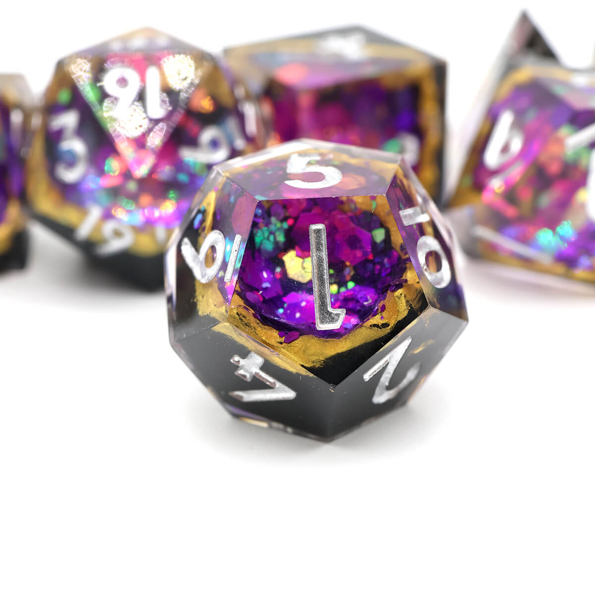 Sharp Edge 7-Piece Purple Geode DND Dice Set - Dice of Dragons