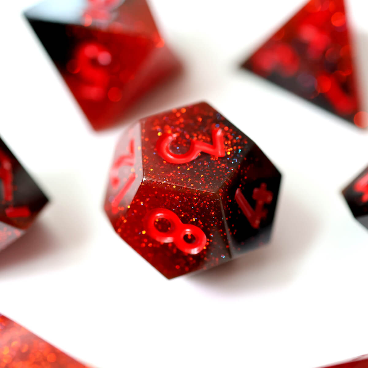 Sharp Edge 7-Piece Scarlet Magic DND Dice Set - Dice of Dragons