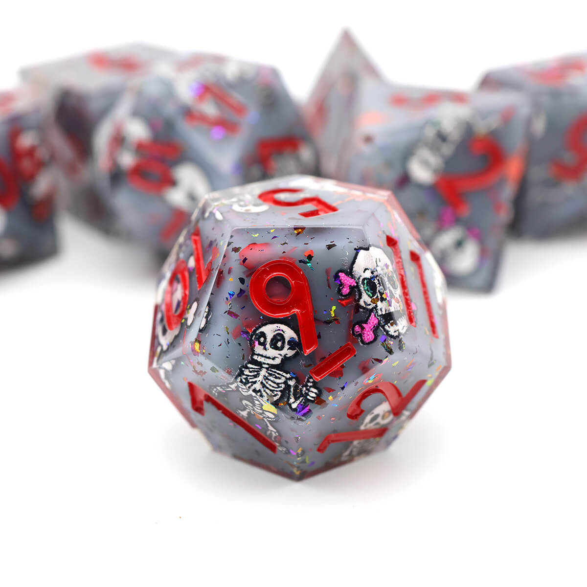 Sharp Edge 7-Piece Skull DND Dice Set - Dice of Dragons