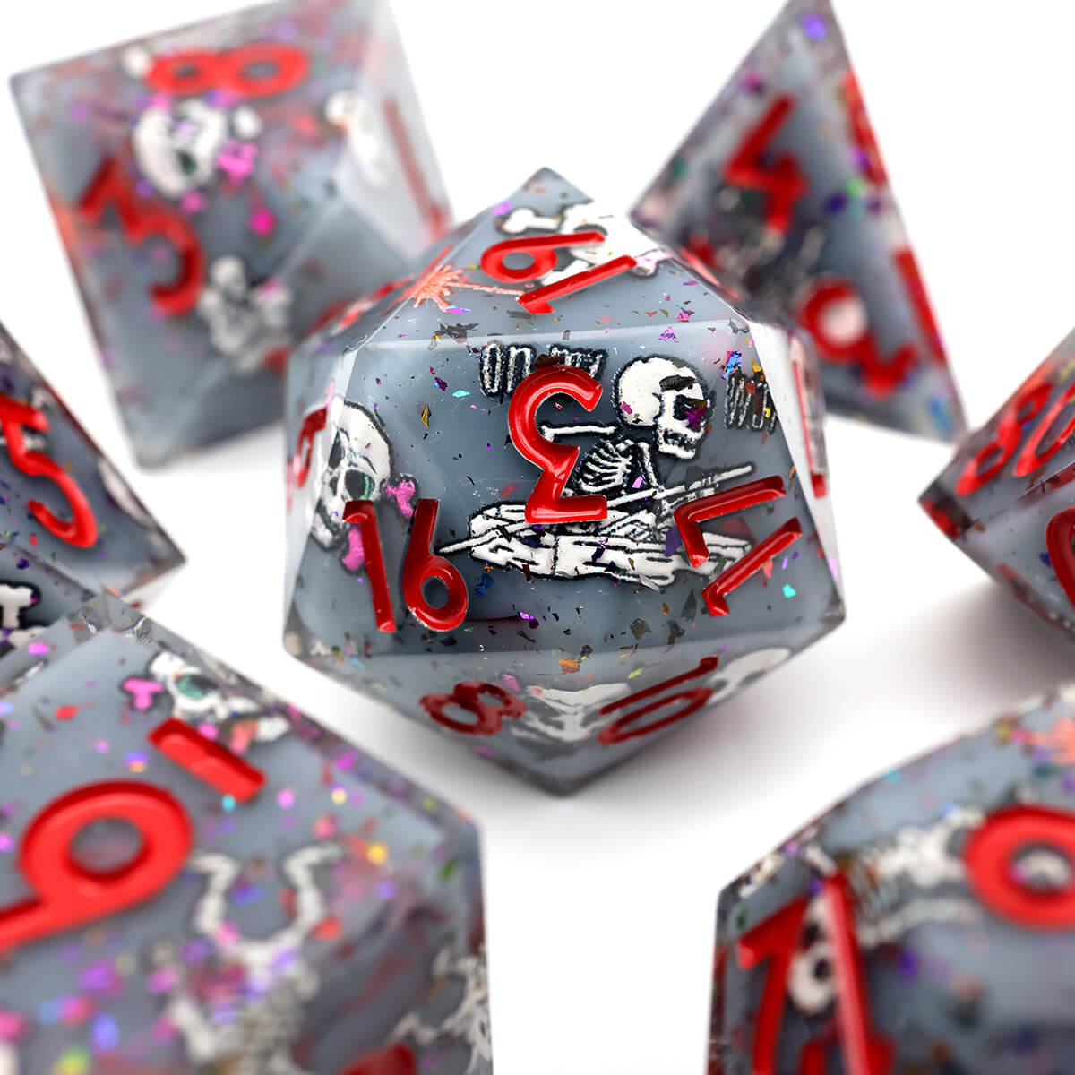 Sharp Edge 7-Piece Skull DND Dice Set - Dice of Dragons