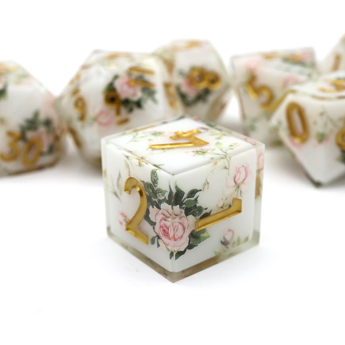 Sharp Edge 7-Piece Layered Flower DND Dice Set - Dice of Dragons