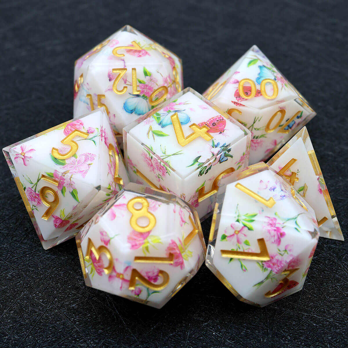 Sharp Edge Flower DND Dice Set 7-Piece - Dice of Dragons