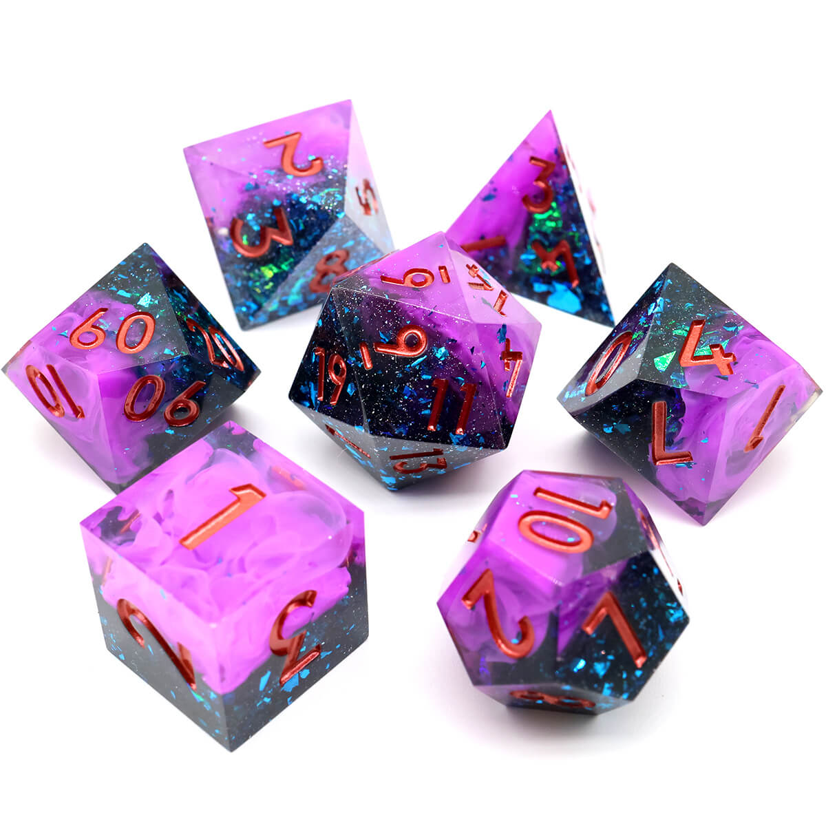 Sharp Edge Forest Girl 7-Piece DND Dice Set - Dice of Dragons