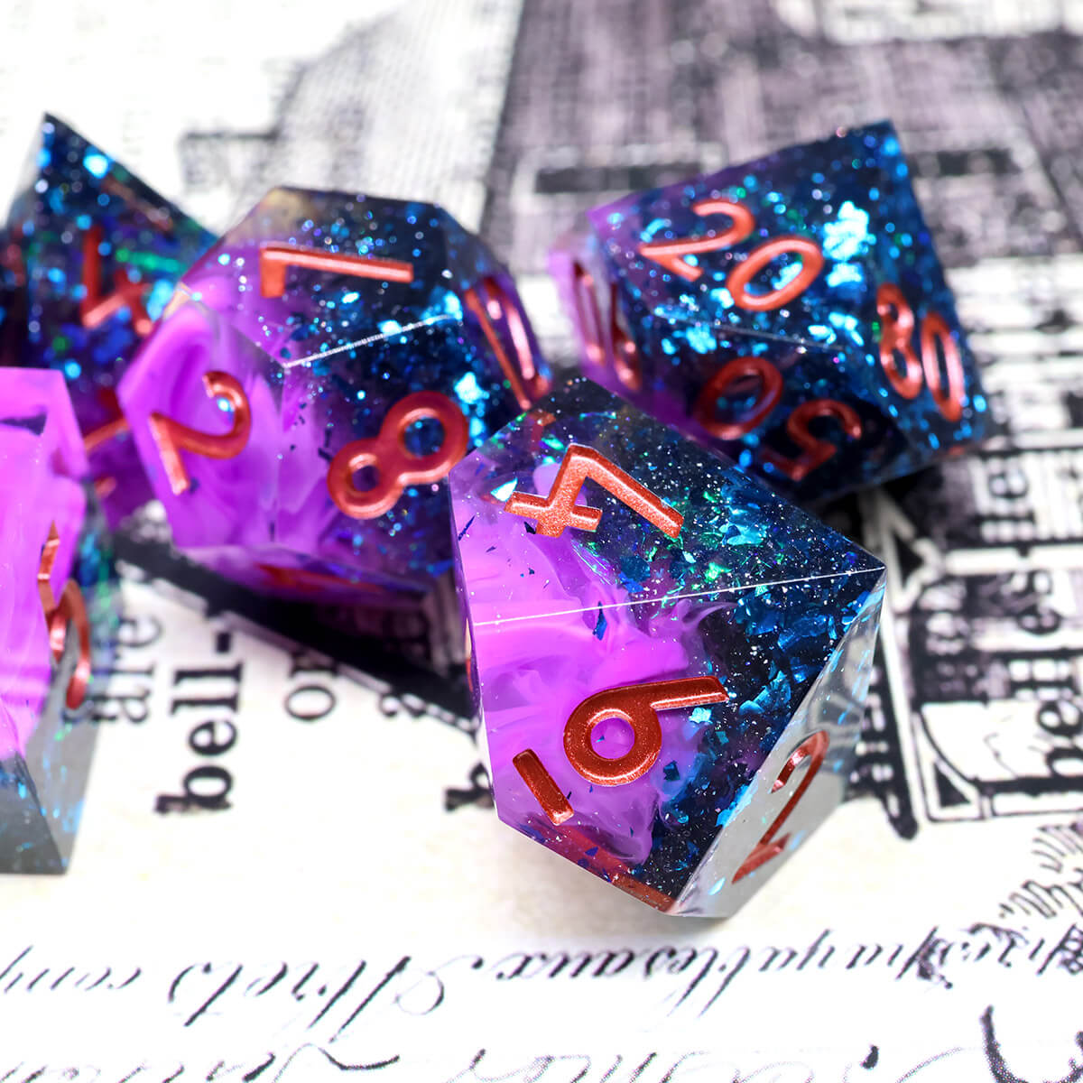 Sharp Edge Forest Girl 7-Piece DND Dice Set - Dice of Dragons