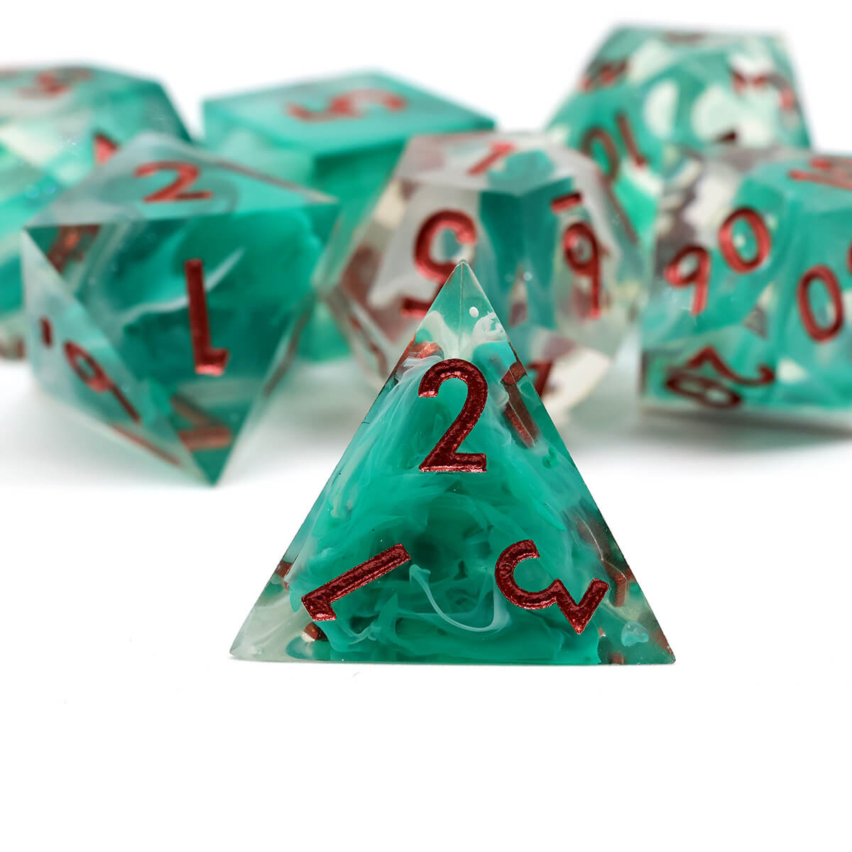 Sharp Edge Hurricane Style 7-Piece DND Dice Set - Dice of Dragons