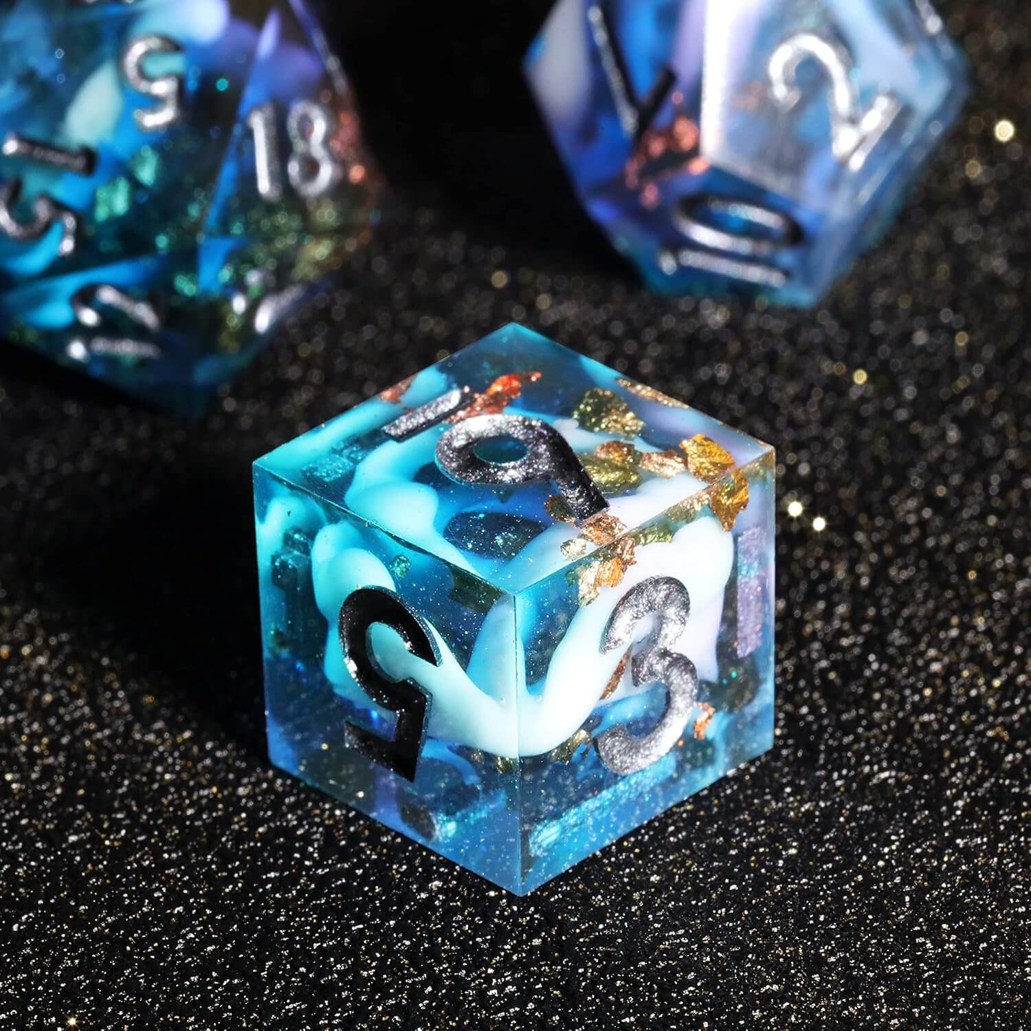 Sharp Edge Ice Age Polyhedral Resin 7-Piece D&D Dice Set - Dice of Dragons