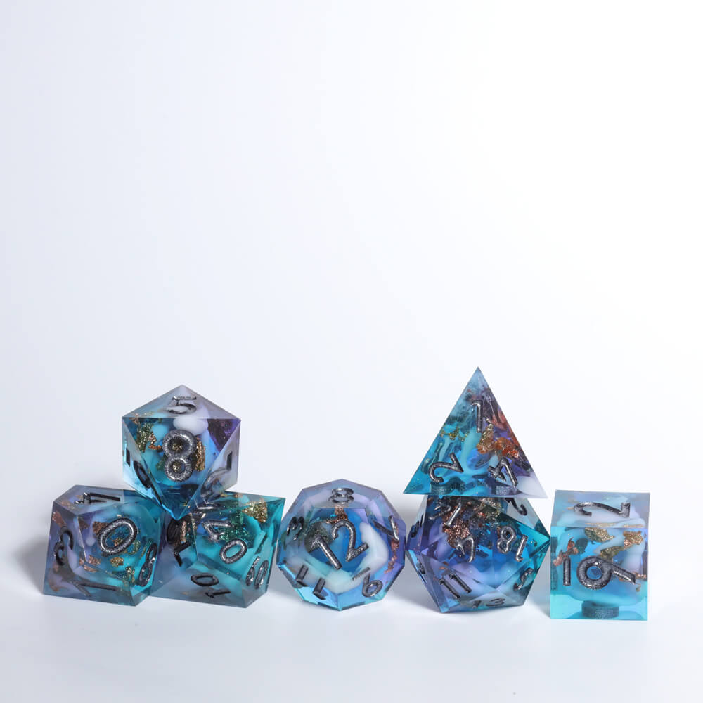 Sharp Edge Ice Age Polyhedral Resin 7-Piece D&D Dice Set - Dice of Dragons