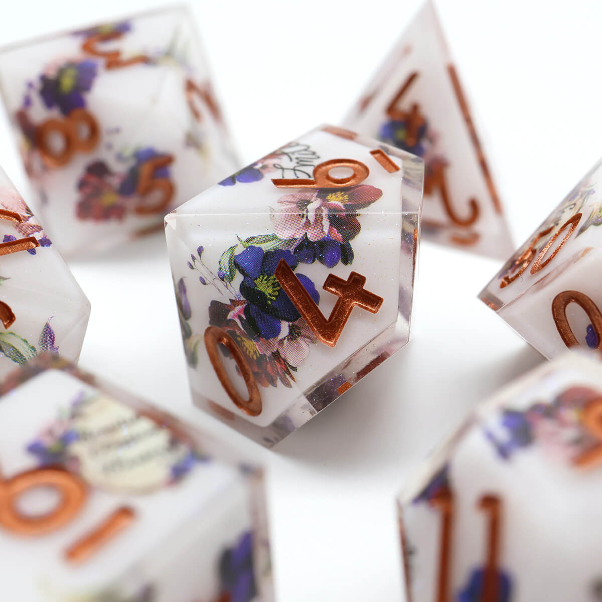 Sharp Edge Layered Flower 7-Piece DND Dice Set - Dice of Dragons