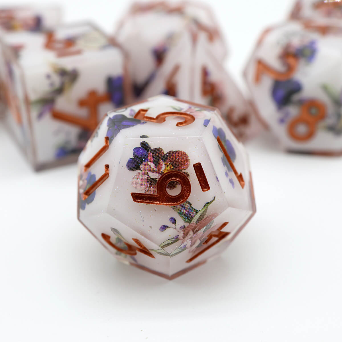 Sharp Edge Layered Flower 7-Piece DND Dice Set - Dice of Dragons