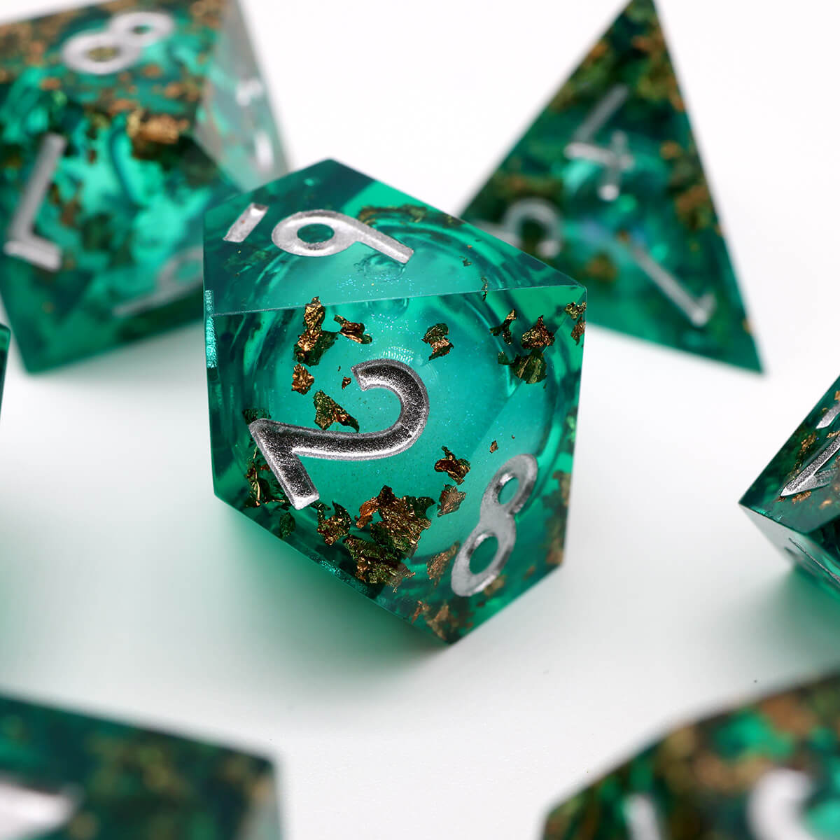 Sharp Edge Liquid Core 7-Piece DND Dice Set - Dice of Dragons