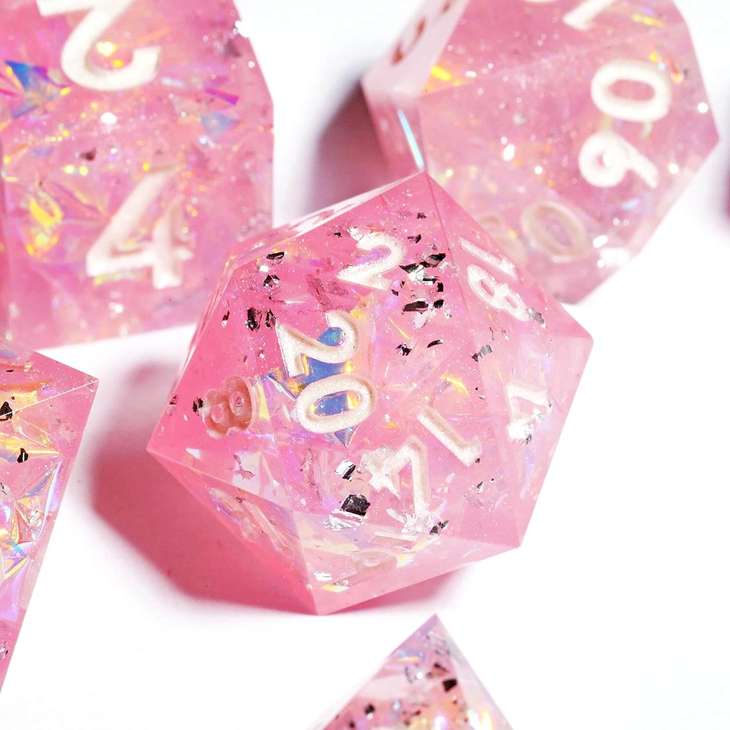 Sharp Edge Peachy Galaxy Polyhedral Resin 7-Piece D&D Dice Set - Dice of Dragons