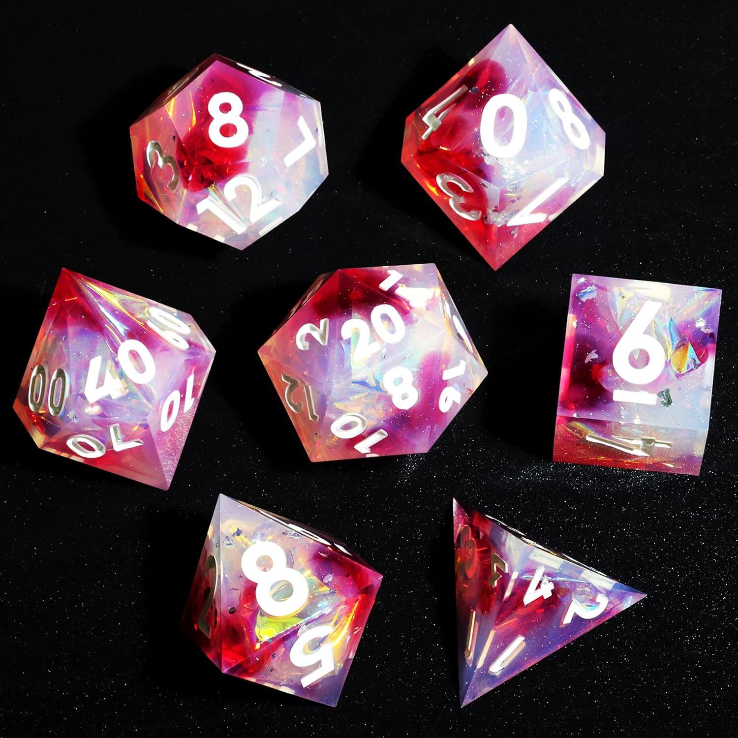 Sharp Edge Rose Dream Polyhedral Resin 7-Piece D&D Dice Set - Dice of Dragons