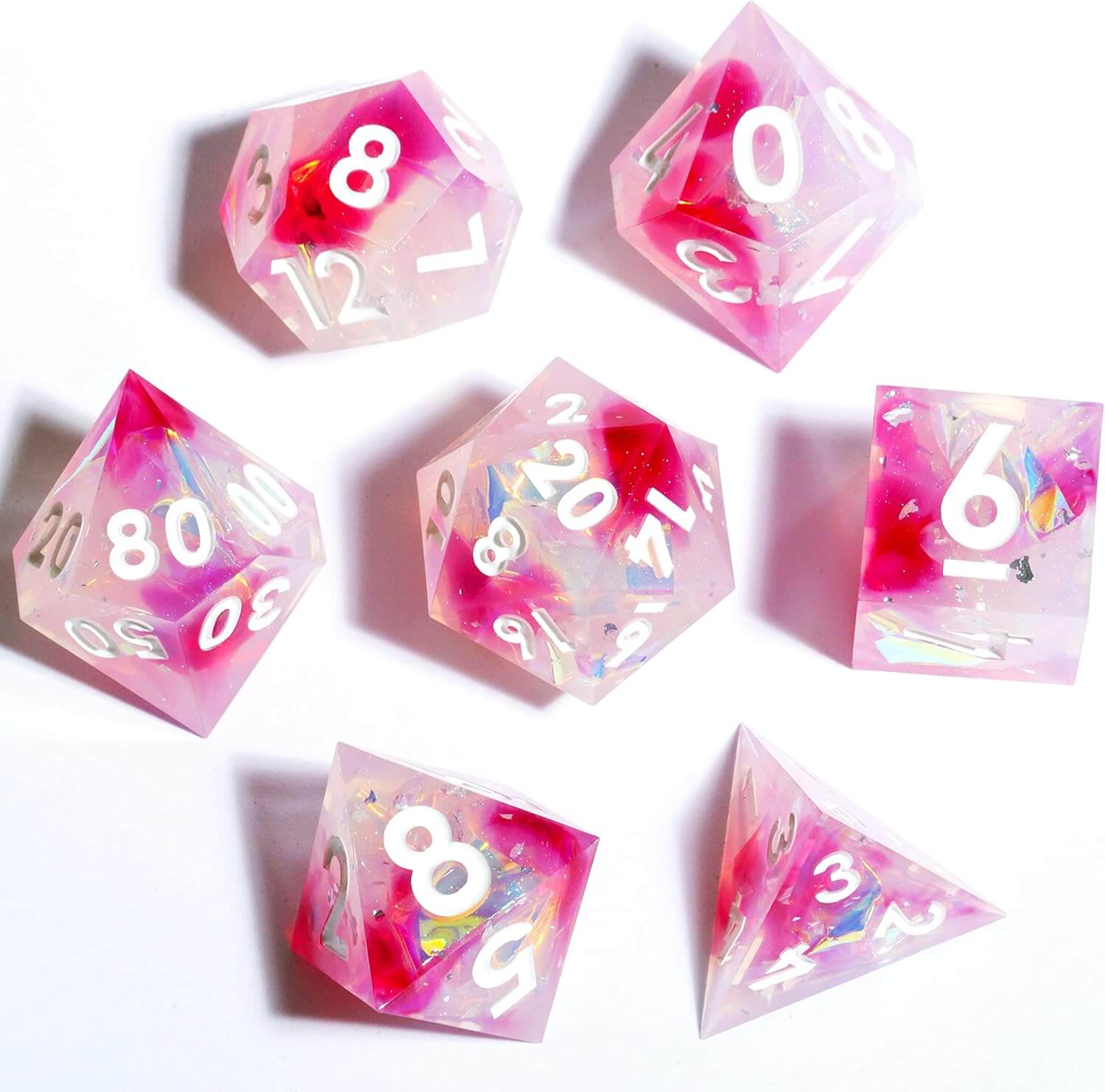 Sharp Edge Rose Dream Polyhedral Resin 7-Piece D&D Dice Set - Dice of Dragons