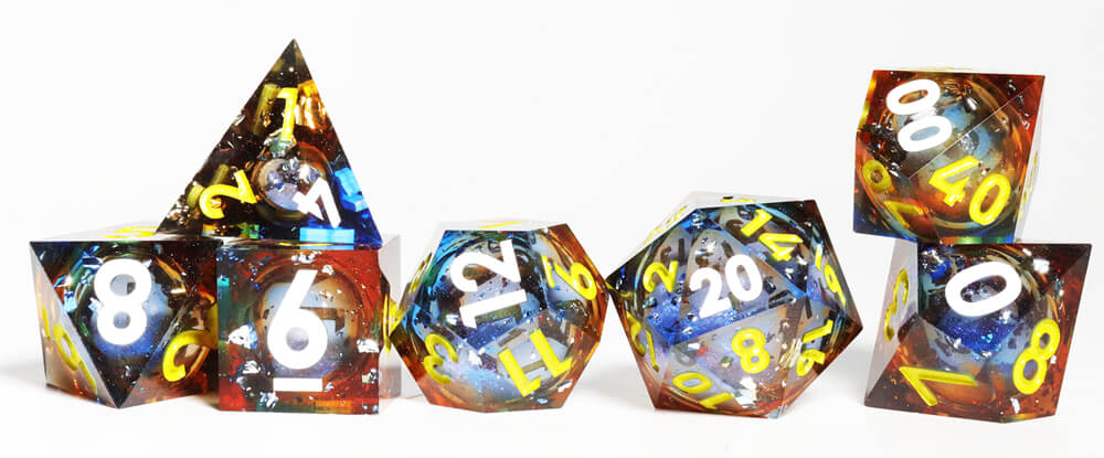 Sharp Edge Shatter the Void Polyhedral Resin 7-Piece D&D Dice Set - Dice of Dragons