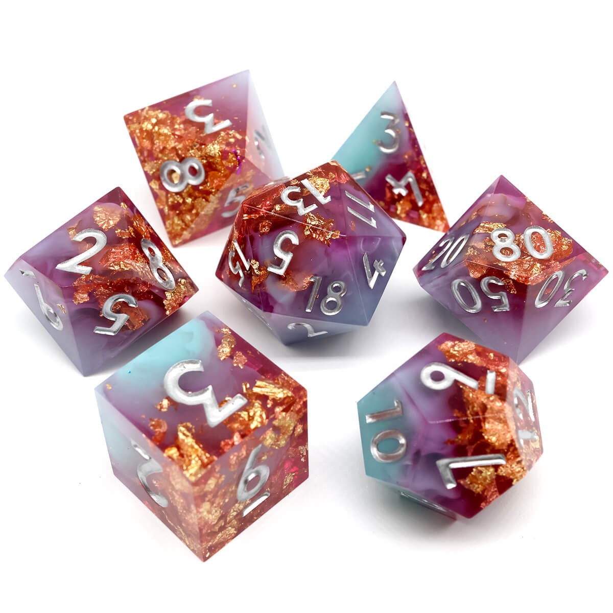 Sharp Edge Spring Garden 7-Piece DND Dice Set - Dice of Dragons