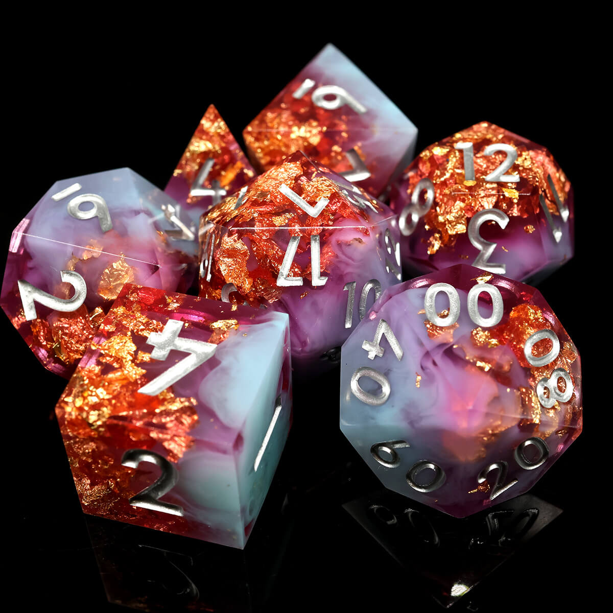 Sharp Edge Spring Garden 7-Piece DND Dice Set - Dice of Dragons