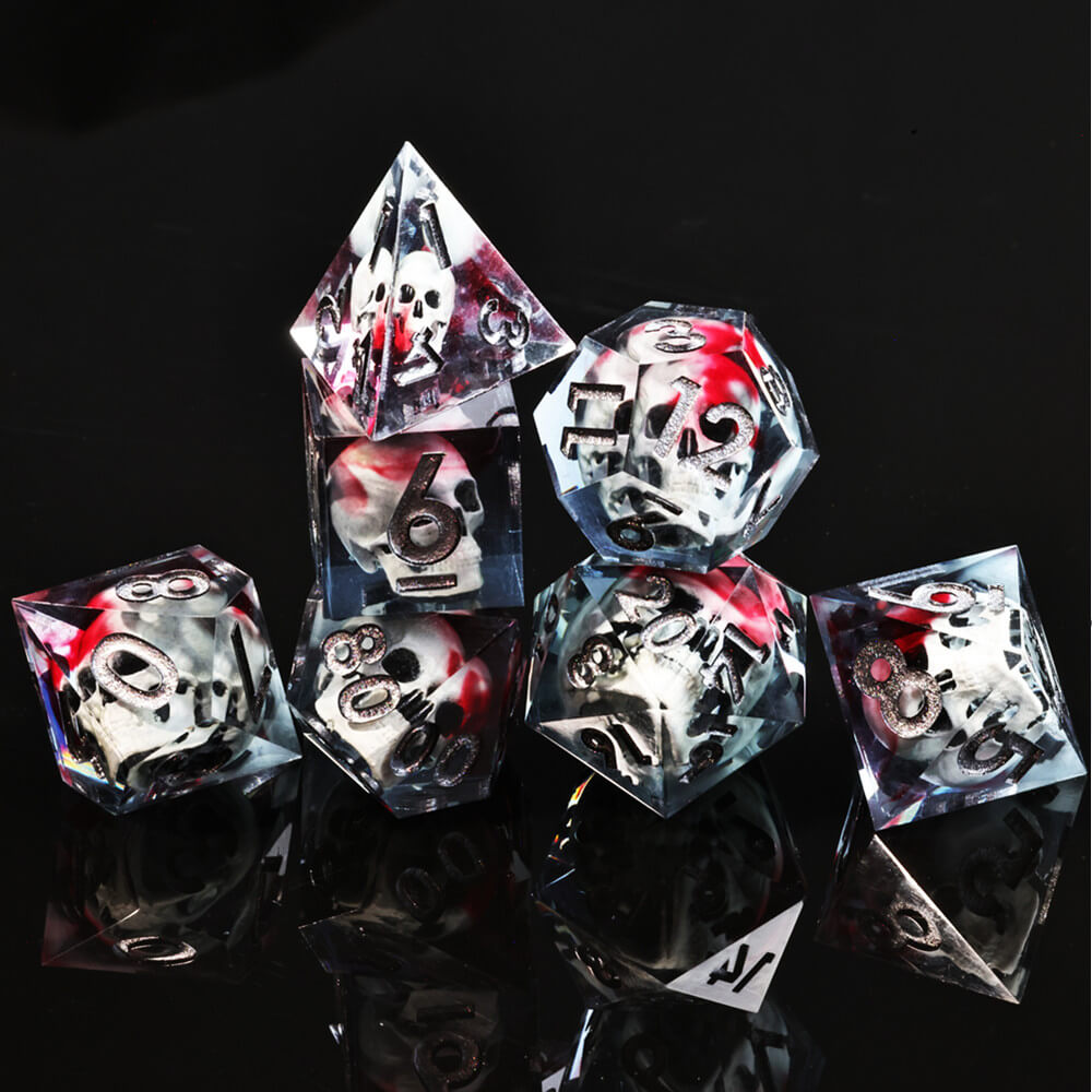 Skull Dice Polyhedral Resin 7 Dice Set DnD - Dice of Dragons