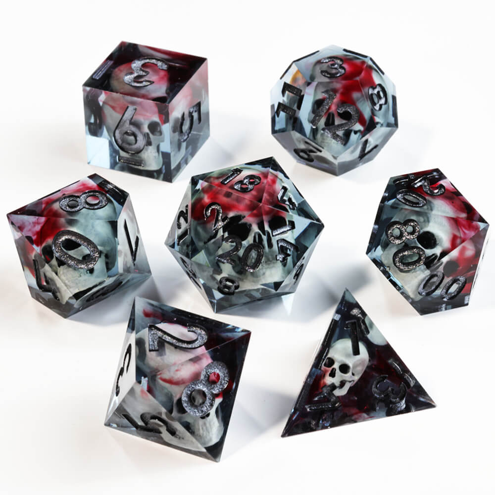 Skull Dice Polyhedral Resin 7 Dice Set DnD - Dice of Dragons