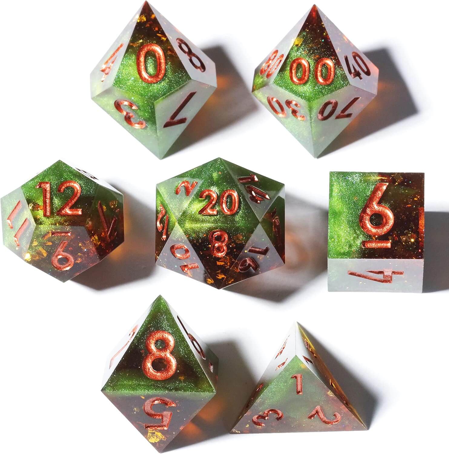 Sorcerer Sharp Edge Resin Polyhedral 7-Piece D&D Dice Set - Dice of Dragons