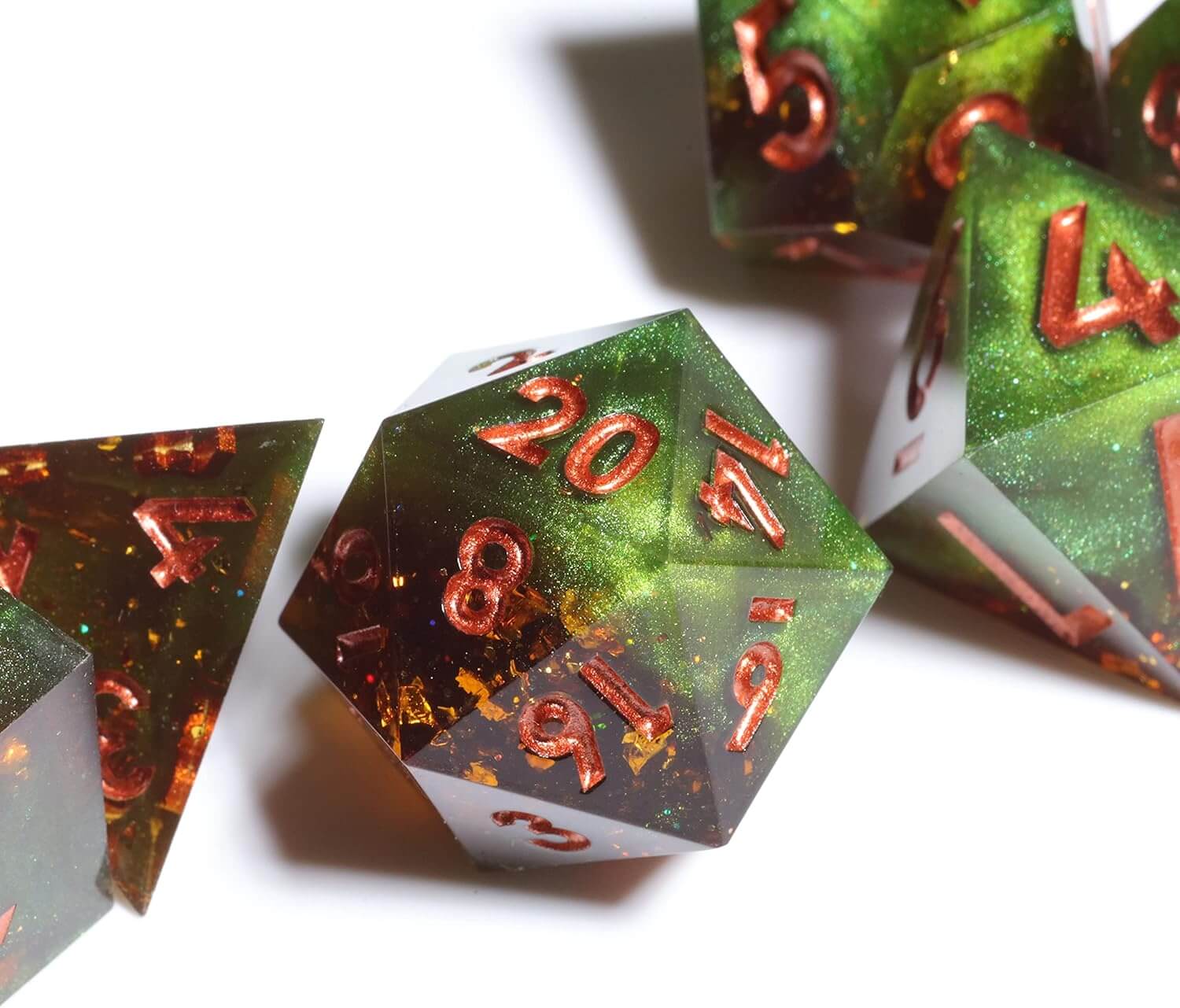 Sorcerer Sharp Edge Resin Polyhedral 7-Piece D&D Dice Set - Dice of Dragons