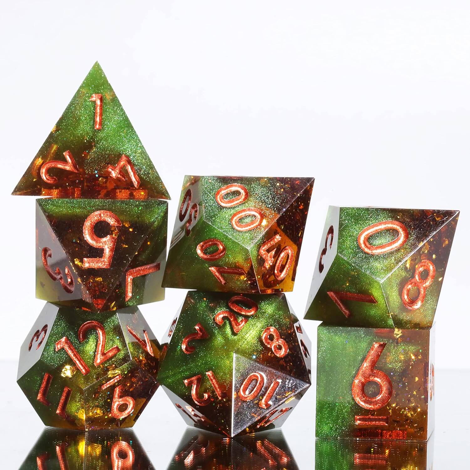 Sorcerer Sharp Edge Resin Polyhedral 7-Piece D&D Dice Set - Dice of Dragons