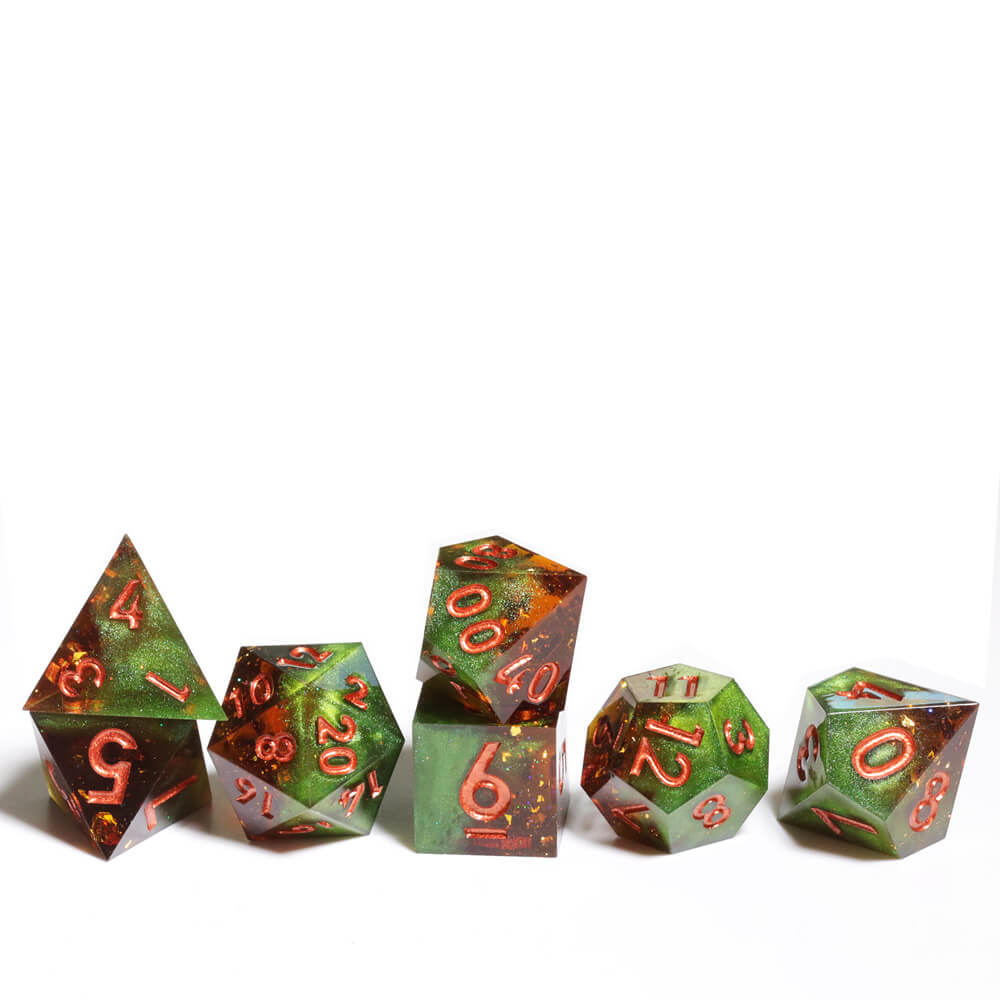 Sorcerer Sharp Edge Resin Polyhedral 7-Piece D&D Dice Set - Dice of Dragons