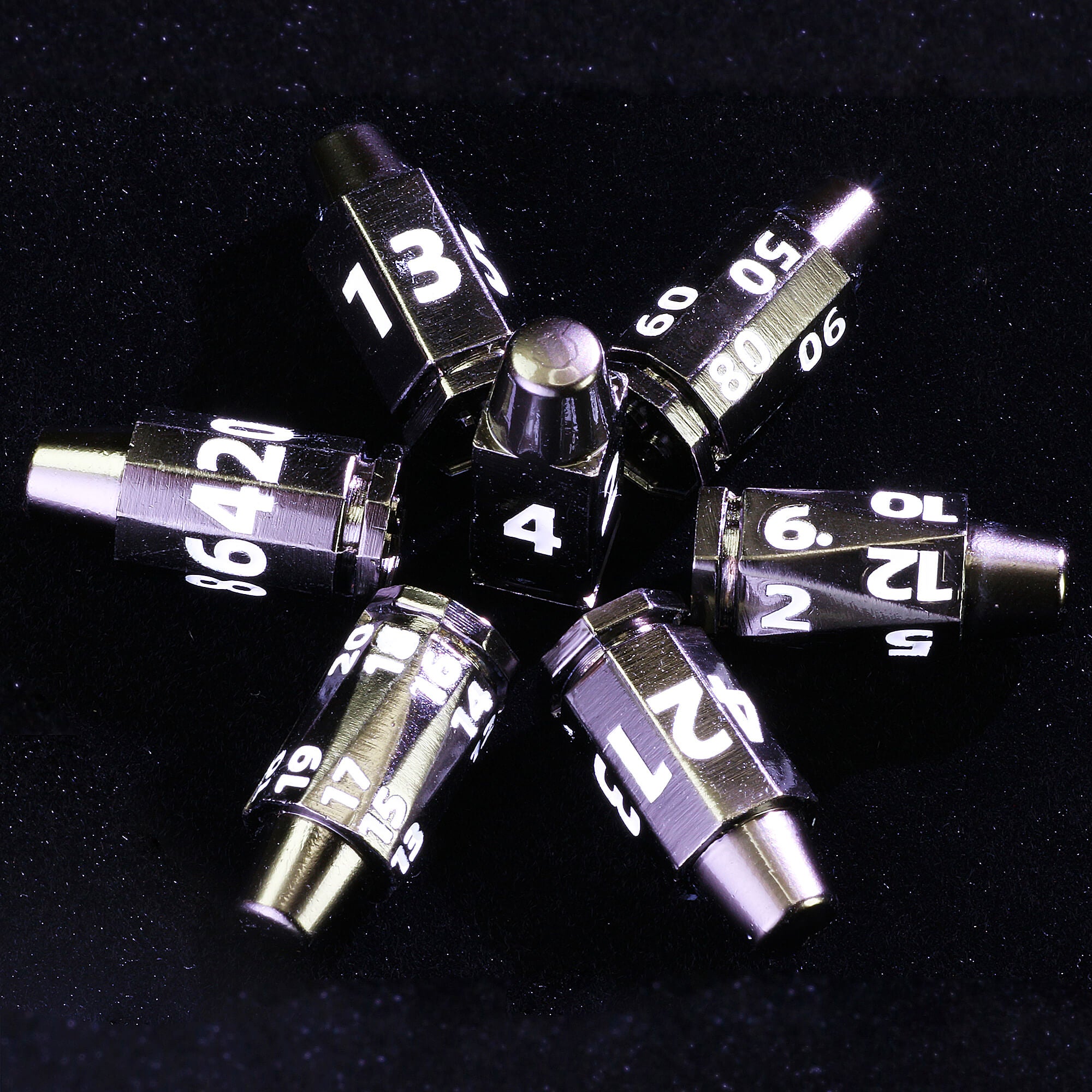 Spinning Rocket Metal Bullet Revolver Dice Set DnD