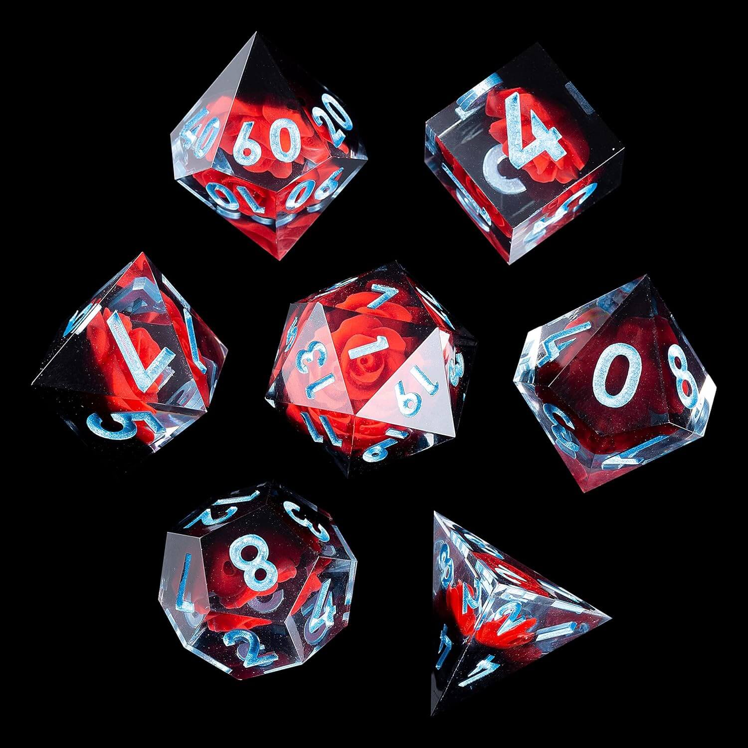 Spooky Flower Polyhedral D and D Resin 7 Dice Set - Dice of Dragons