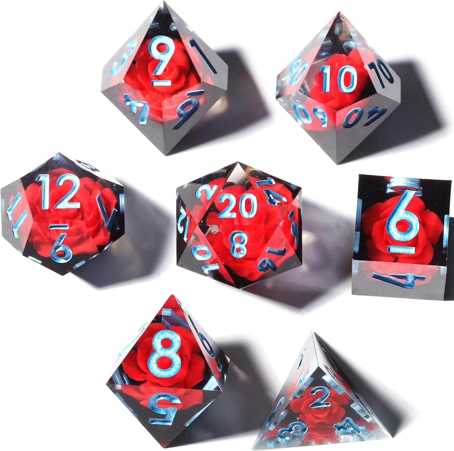 Spooky Flower Polyhedral D and D Resin 7 Dice Set - Dice of Dragons