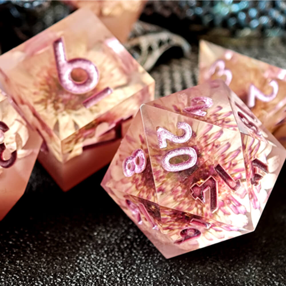 Undead Flower Polyhedral Resin 7 Cool DnD Dice Sets - Dice of Dragons