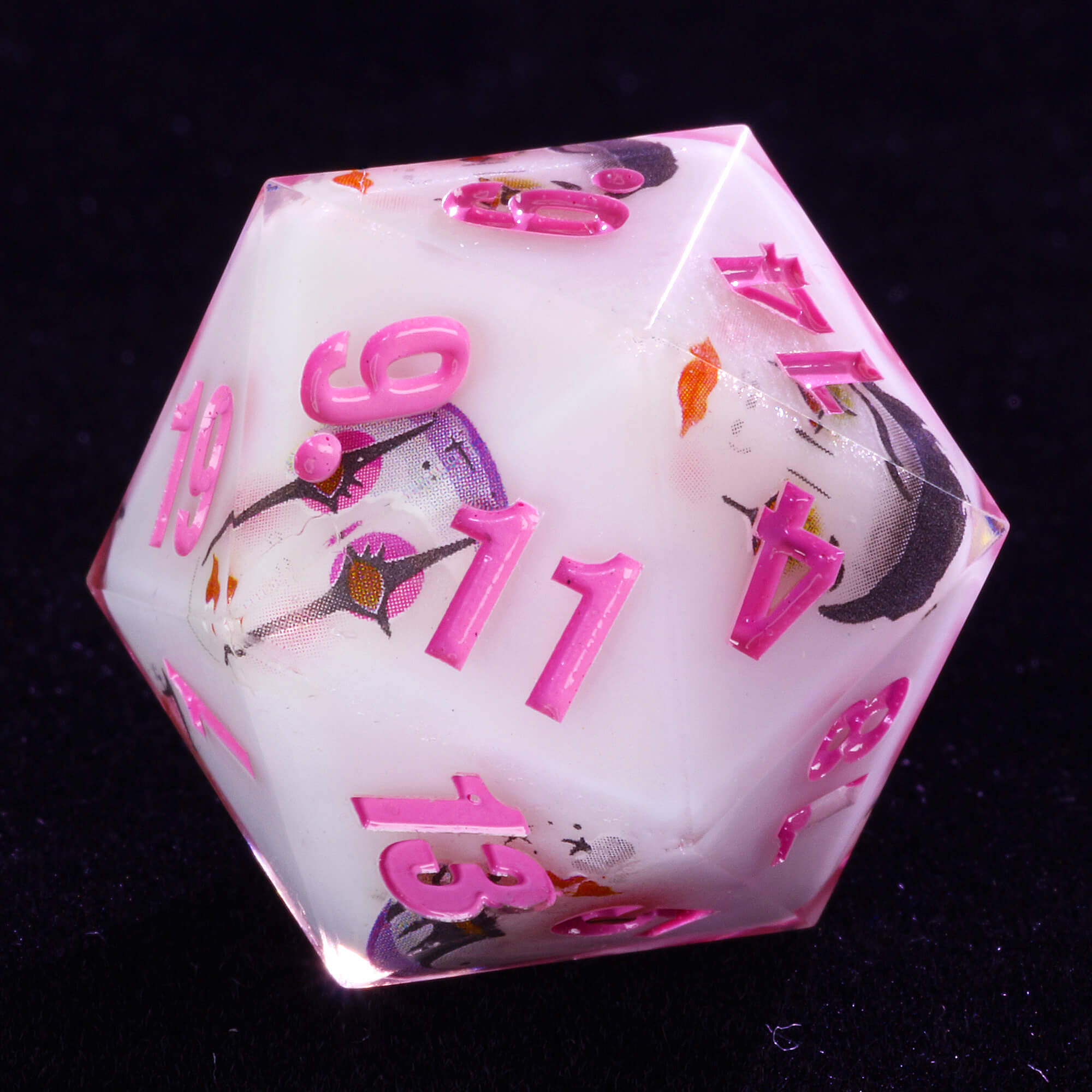 Unusual 7 Polyhedral Resin Dice Set D and D Clown White - Dice of Dragons