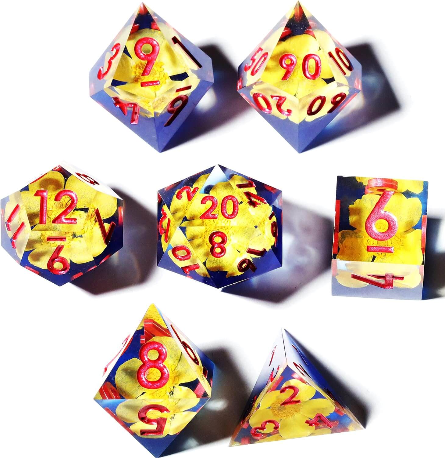 Wizard Charm Gaming Resin D and D Polyhedral Dice Set - Dice of Dragons