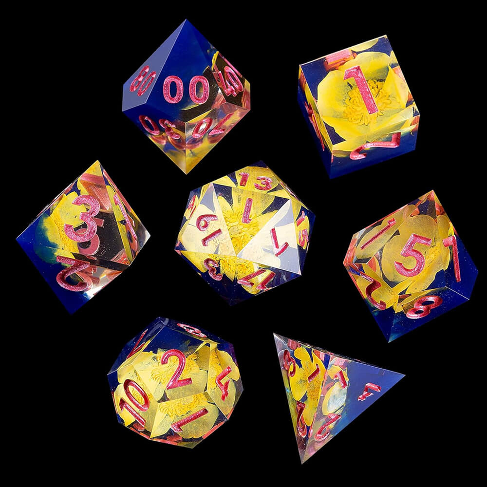 Wizard Charm Gaming Resin D and D Polyhedral Dice Set - Dice of Dragons